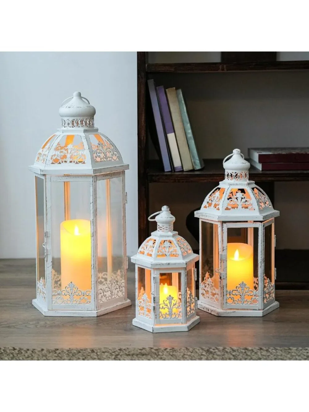 Large Vintage Decorative Lantern Set - 3 Sizes for Indoor/Outdoor Home Decor